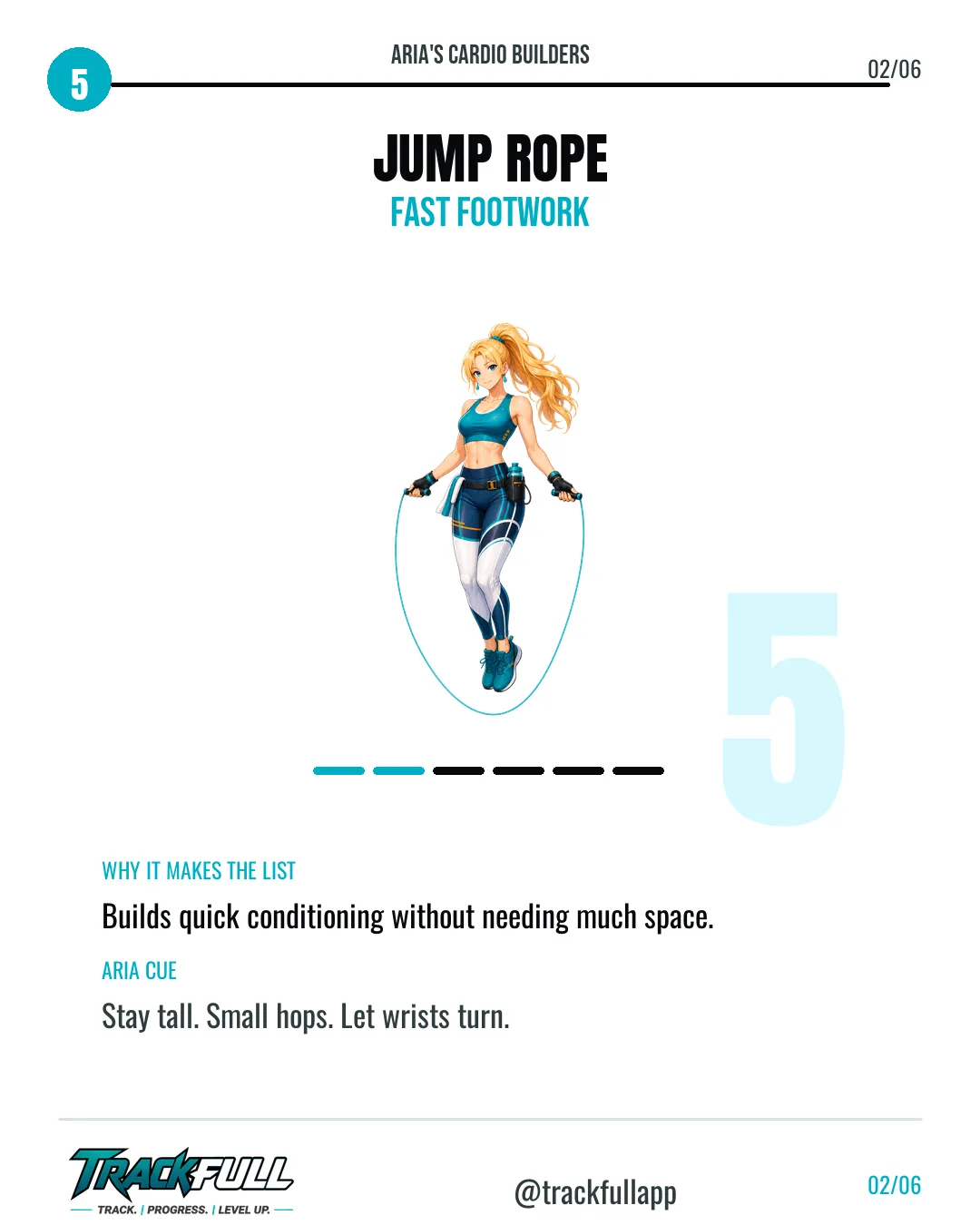 Build Better Cardio: Aria’s Top Cardio Builders carousel slide 2: Top 5 Jump Rope.