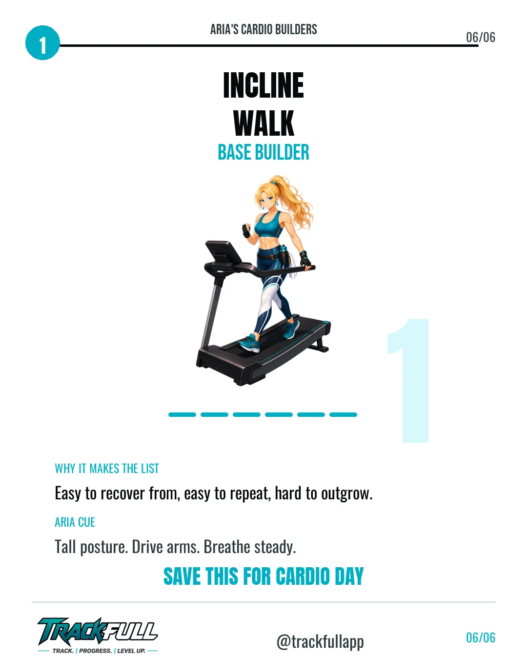 Build Better Cardio: Aria’s Top Cardio Builders carousel slide 6: Top 1 Incline.