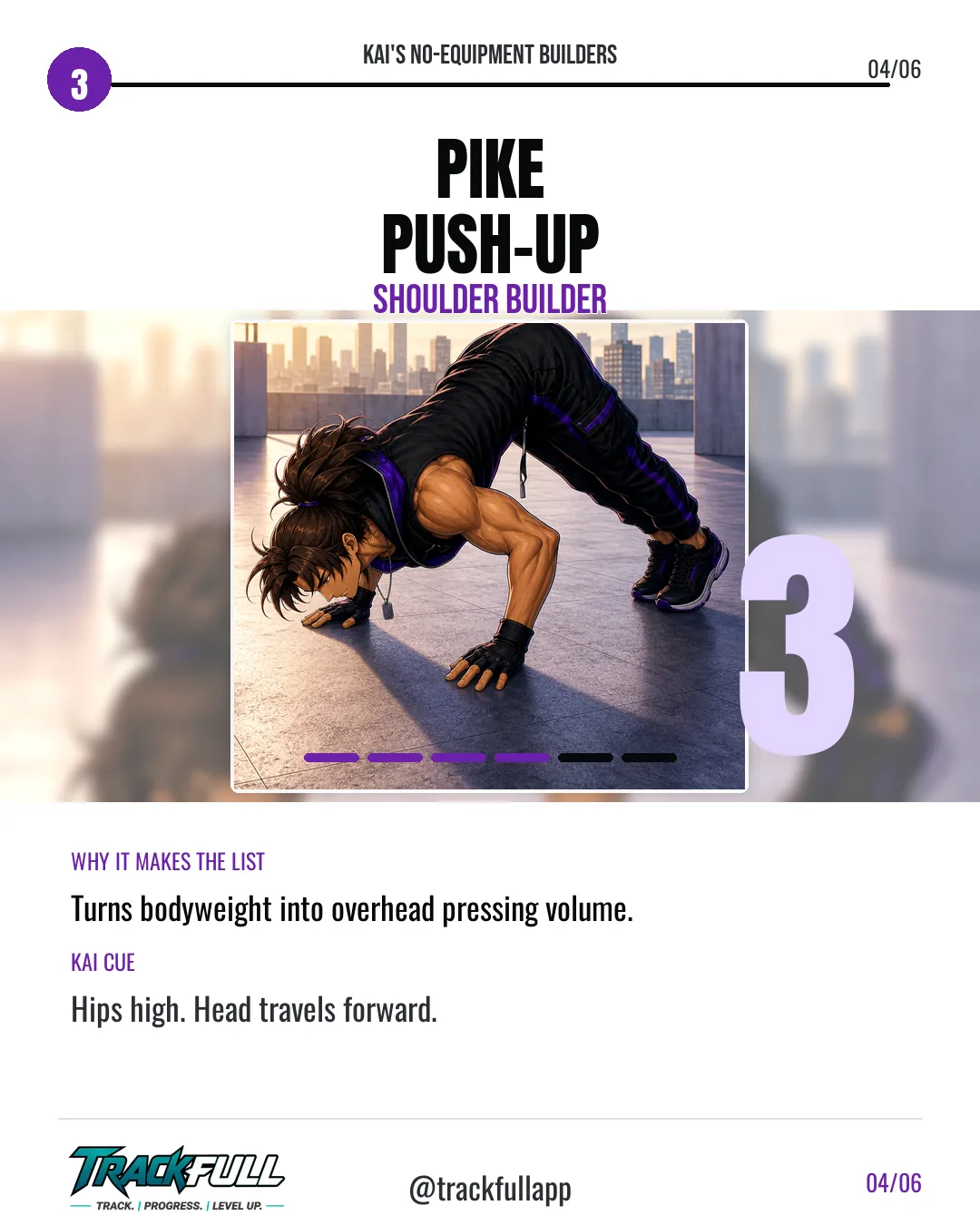 Build Muscle Anywhere: Top No-Equipment Builders carousel slide 4: Top 3 Pike Push Up.