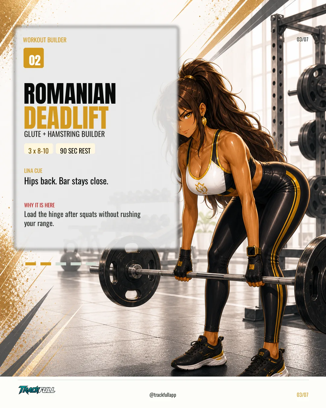 Lina Builds the Perfect Leg Day carousel slide 3: Slide 03.